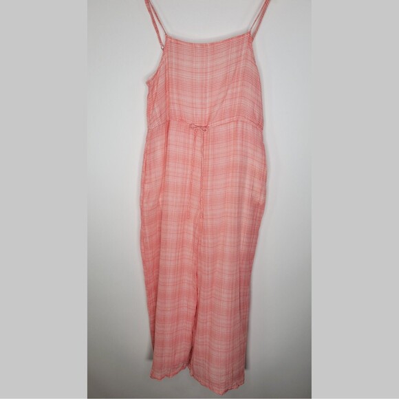 Urban Outfitters Pants - URBAN OUTFITTERS Orange Plaid Check Jumpsuit Size S Gauzy Cotton Lined Wide Leg